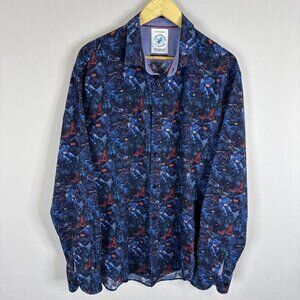 A Fish Named Fred Nordic Ski Print Shirt Men’s XL EU 2XL Long Sleeve Button Up